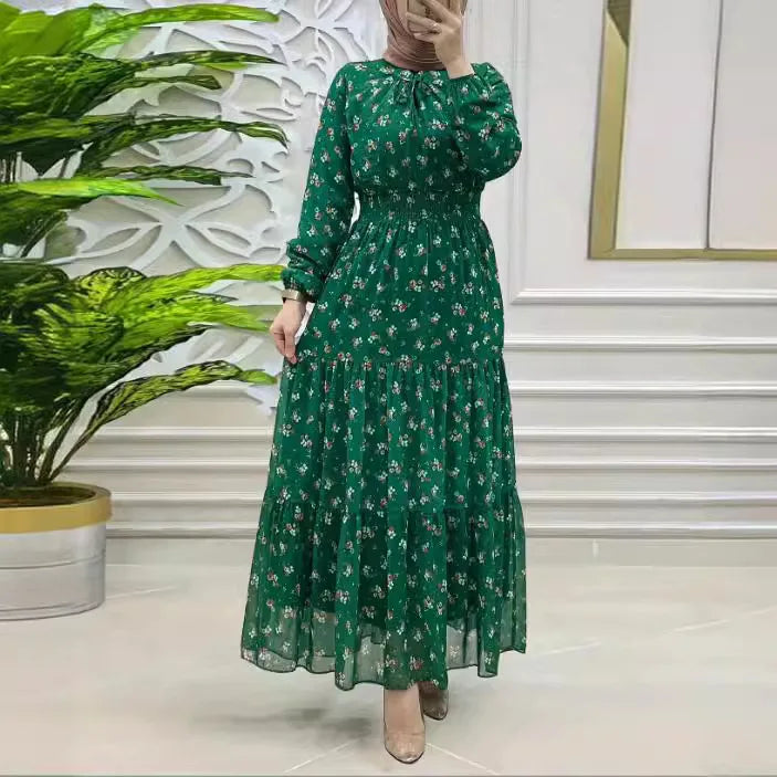 Flower Printed Long Dresses for Women