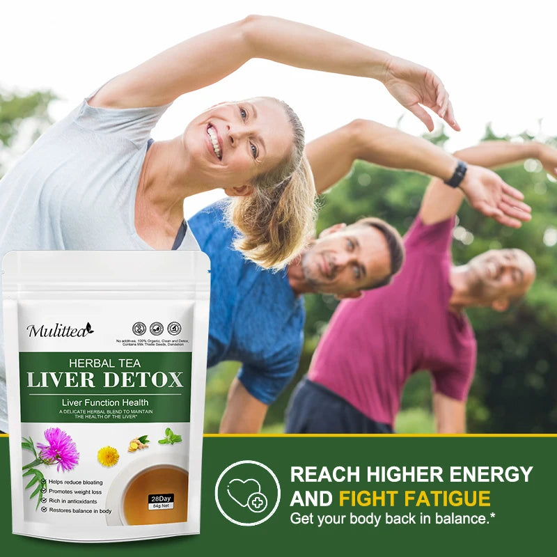 Mulittea Liver Detox Tea with Dandelion Root ,milk Thistle&Turmeric for Liver and Colon Cleanse Promote Metabolism