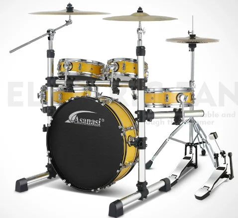 Portable Silent Drum Set with Double-sided Drum, 6-ply Maple and 4-ply Poplar Shells, Cymbals, and A Drum Chair Included