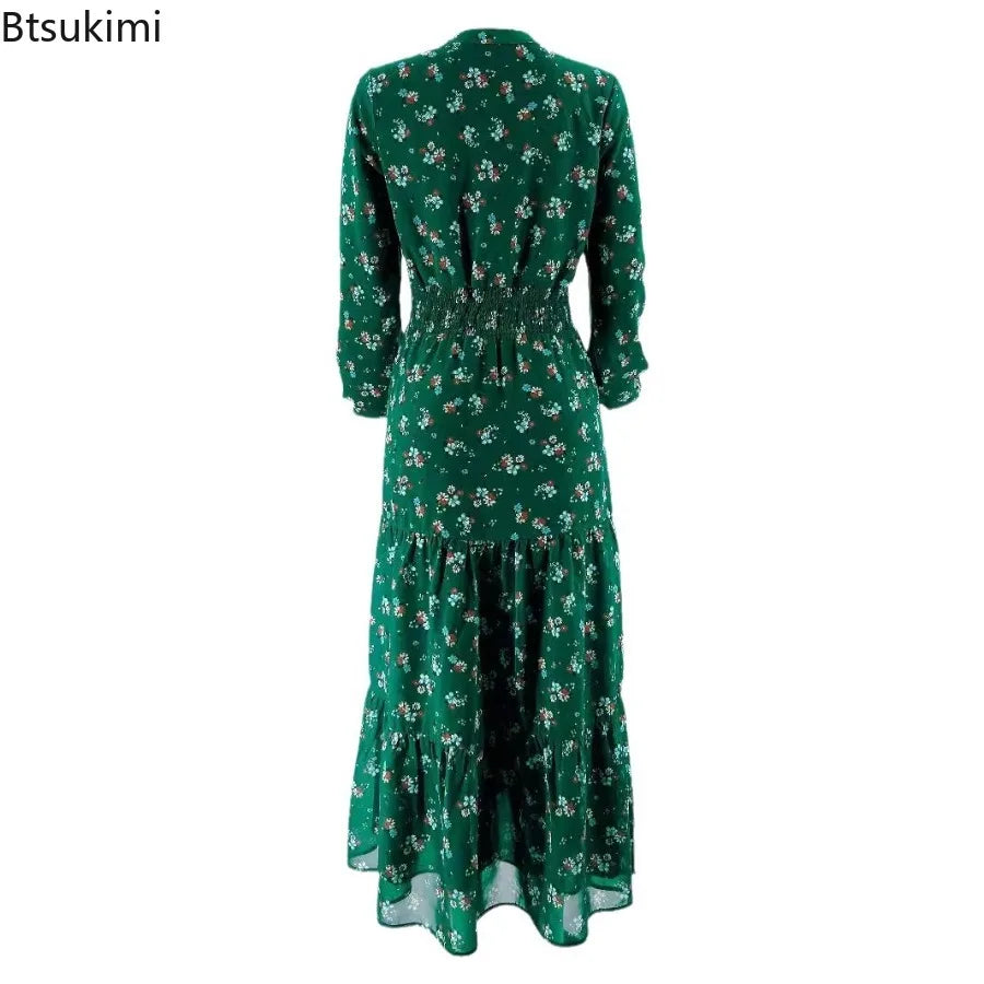 Flower Printed Long Dresses for Women