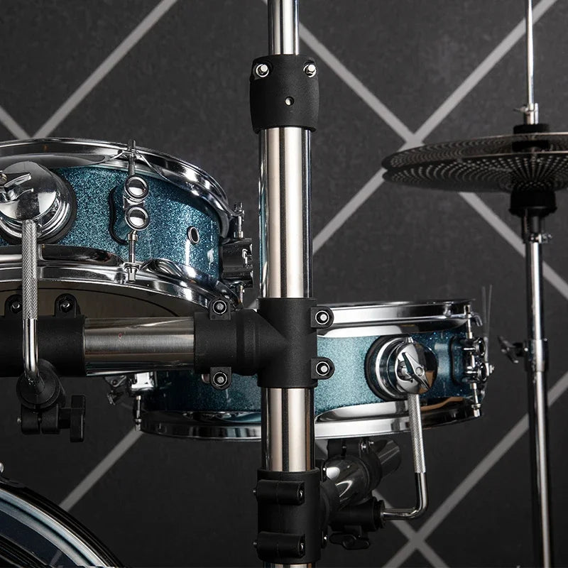 Portable Silent Drum Set with Double-sided Drum, 6-ply Maple and 4-ply Poplar Shells, Cymbals, and A Drum Chair Included