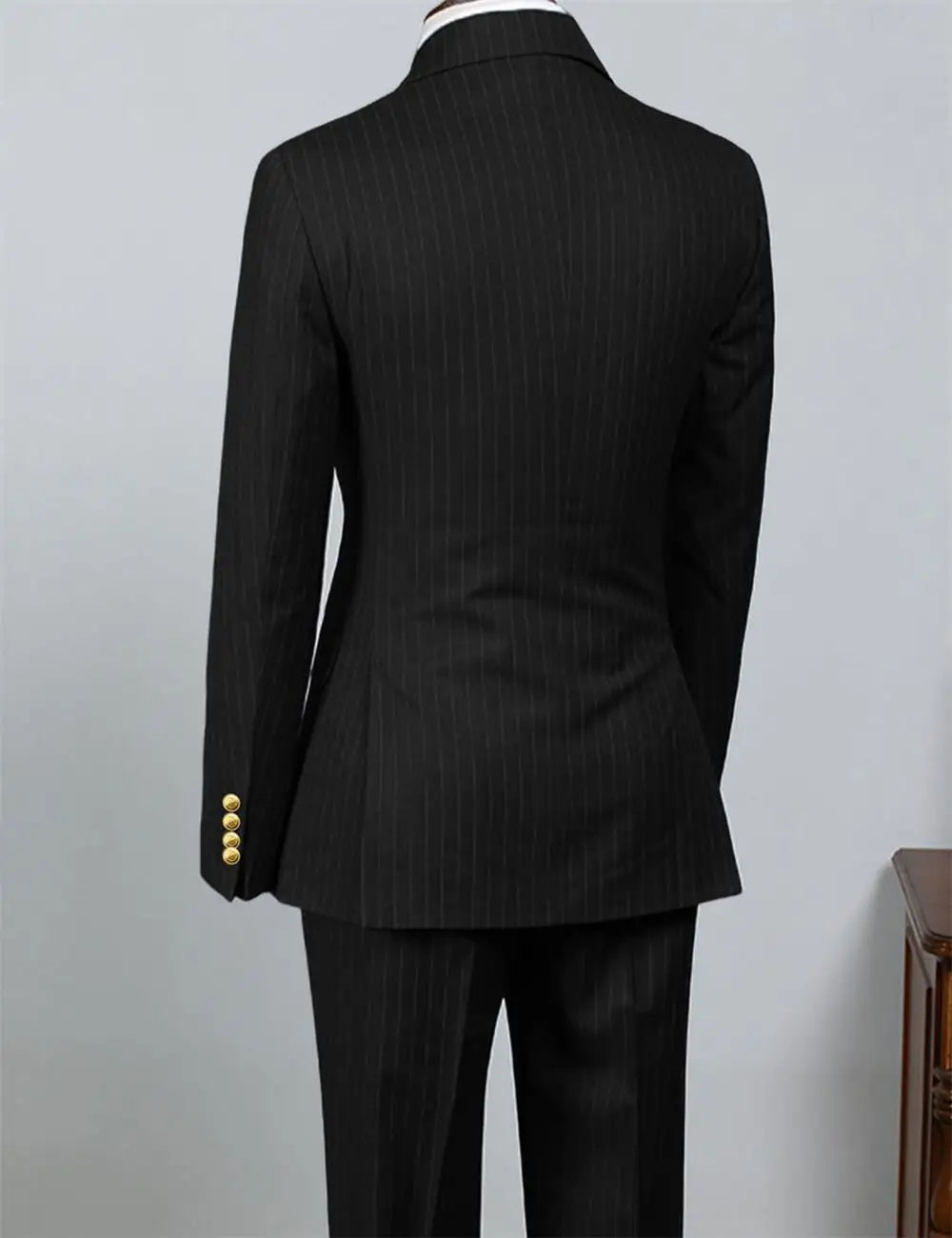 Black striped men's 2 piece suit Striped suit pants Striped suit top business Blazers Tailor-made Suits