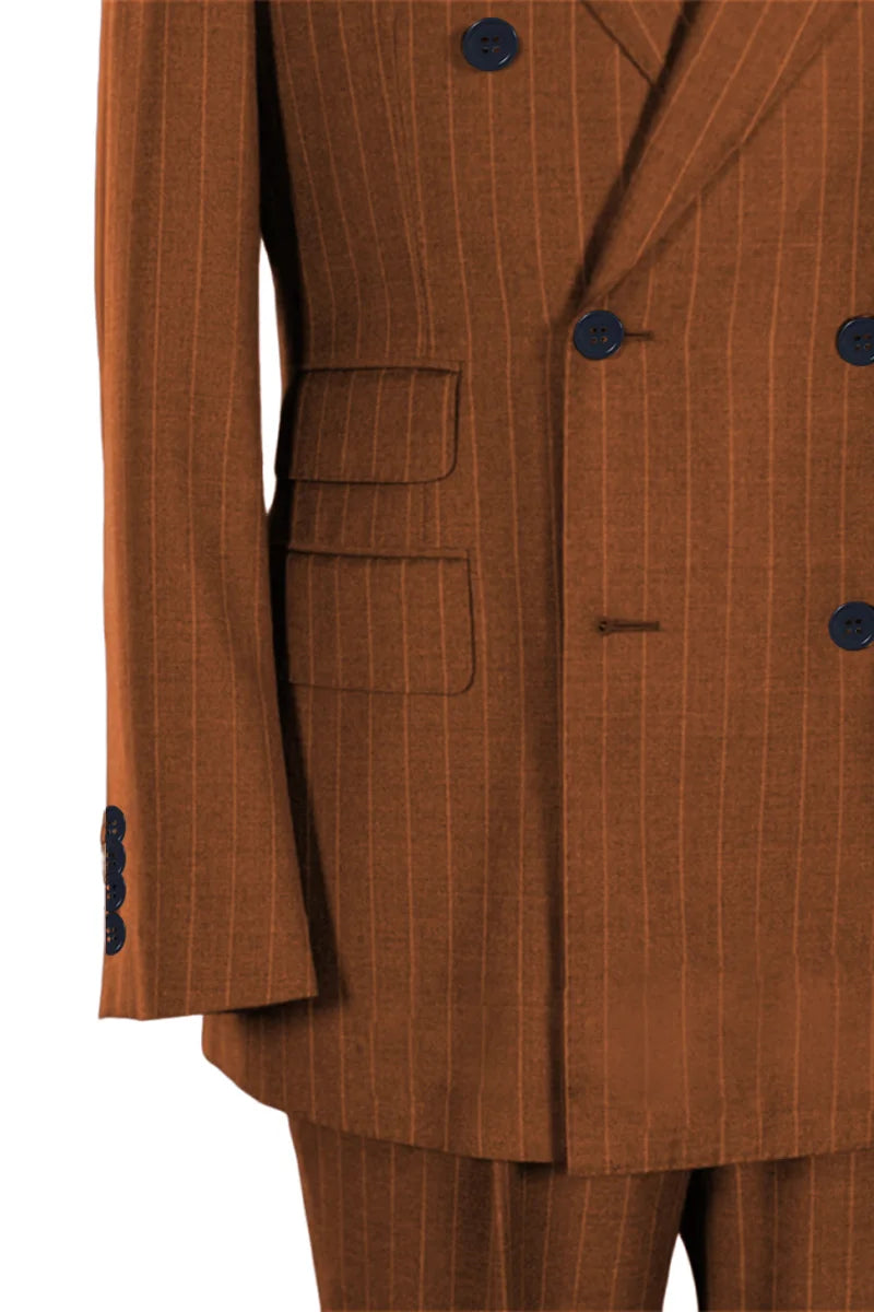 Stripe Men's Classic Business Suit Jacket Suit and Pants