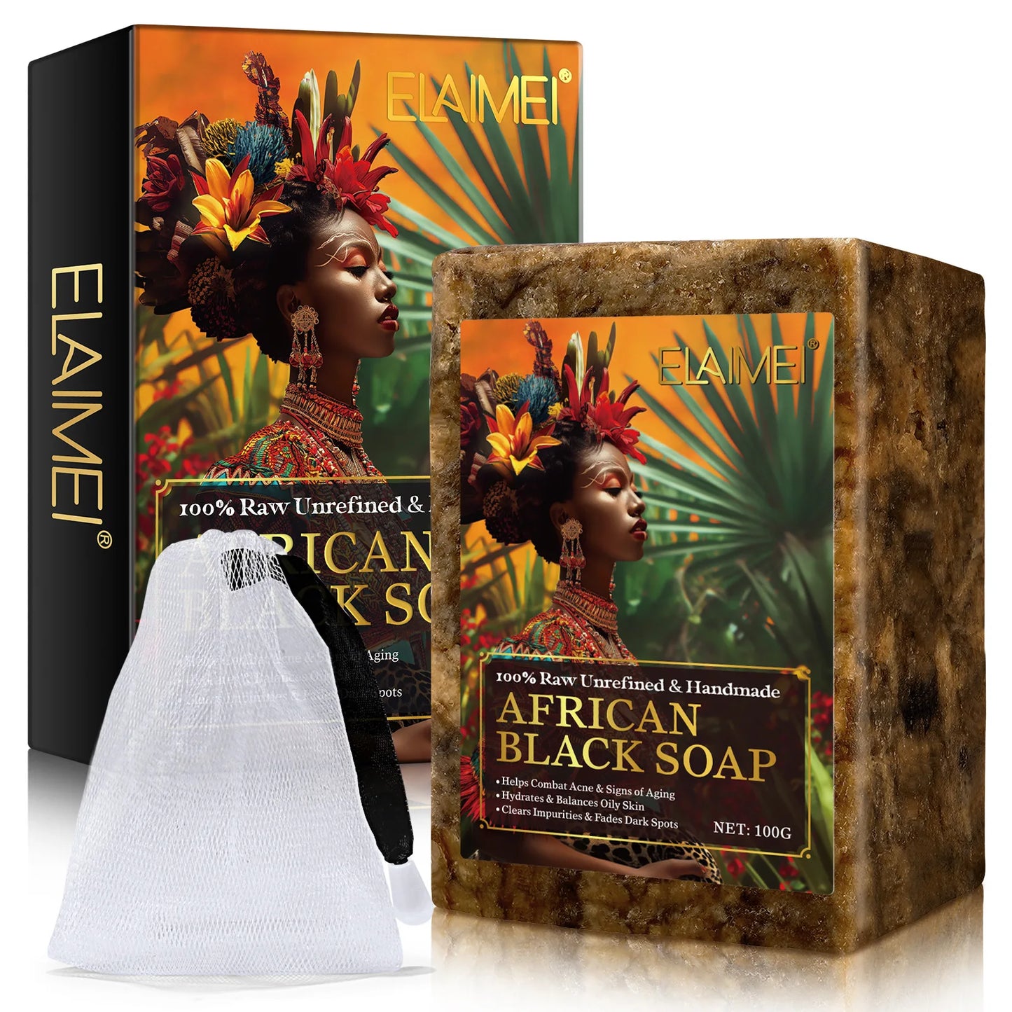 Raw African Black Soap for Oily Skin, Dark Spots