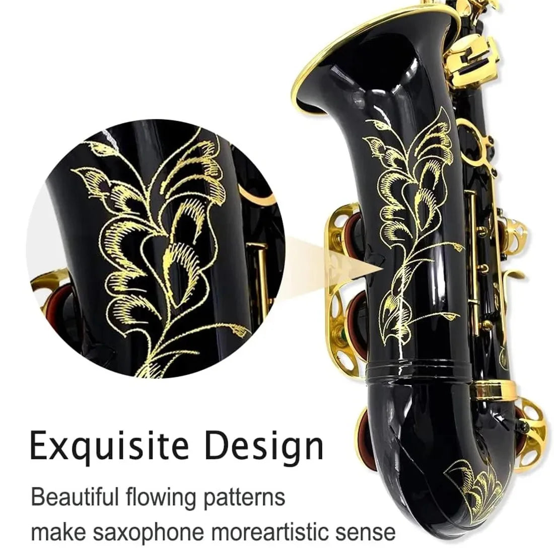 Black Golden Brass Body Saxophone Professional Woodwind Instrument Saxophone Complete Parts Set
