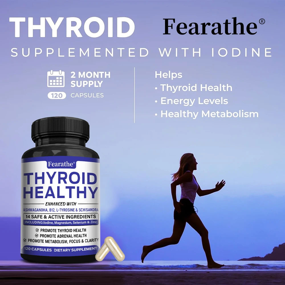 Thyroid Health Supplement - Boosts Skin, Hair, Gut Health, Metabolism, Focus and Clarity with Iodine, Vitamin B12 and L-Tyrosine