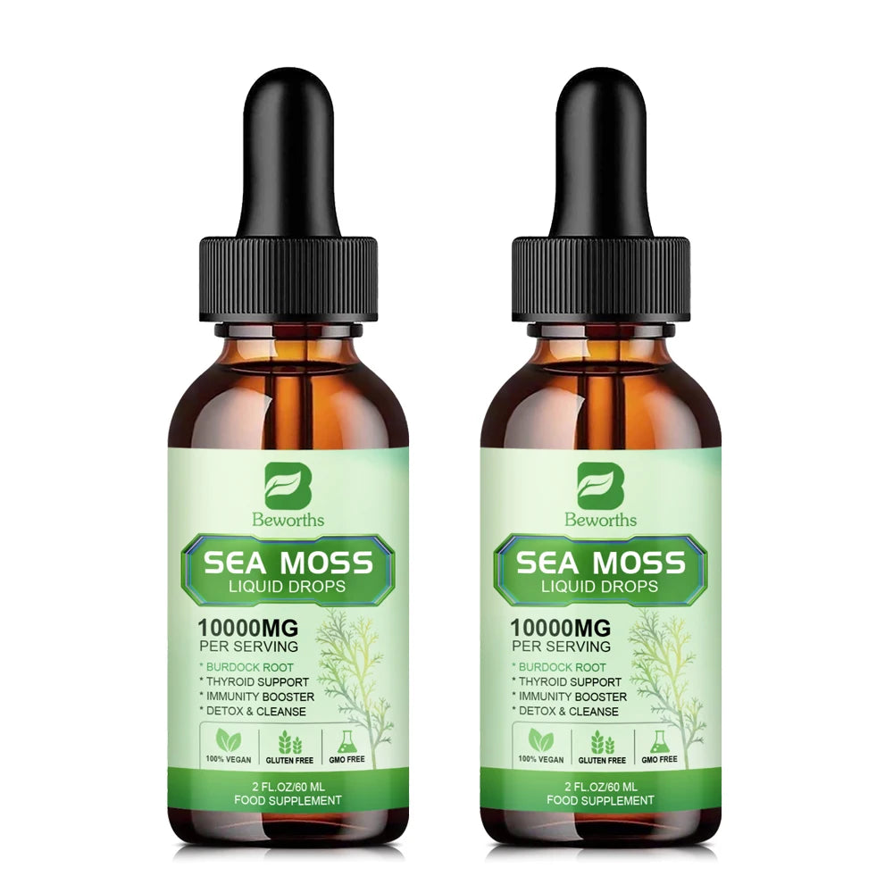 Organic Seamoss Drops with Burdock Root and Spirulina Support Immunity and Gut Health, Help Digestion Weight Management