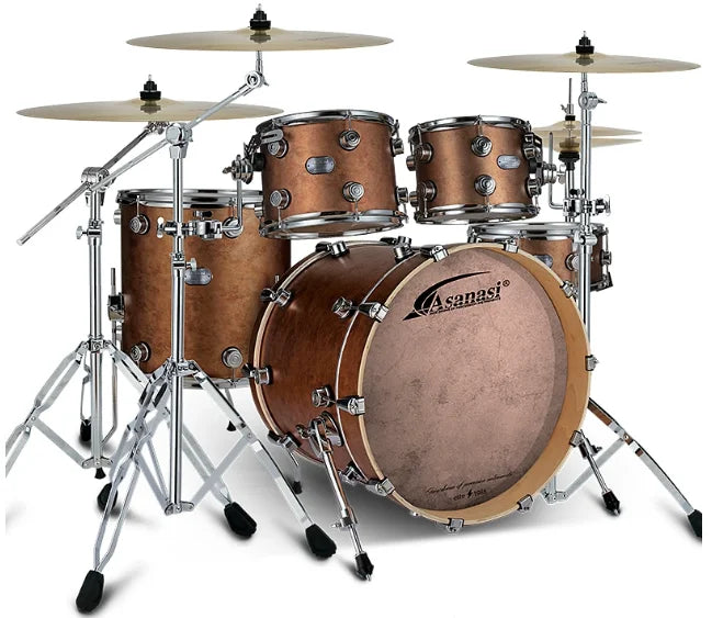 Drum Set with Multi-layer Birch Shells 5 Drums 3 Cymbals and Remo, Drum Skins with Bonus Cymbals