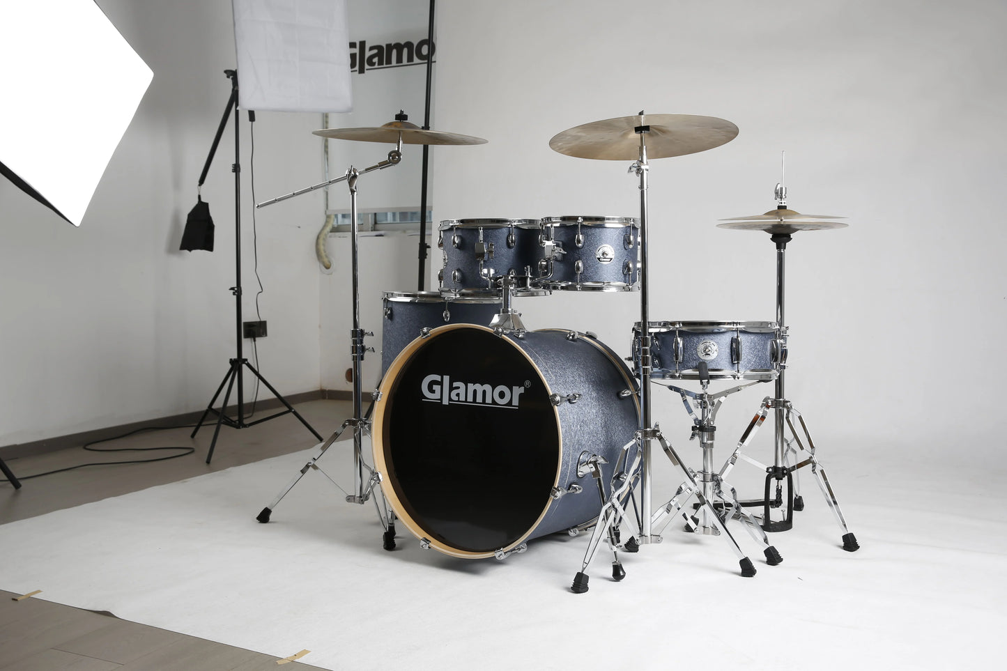 Acoustic Drum Set Professional Drum Kit Featuring Poplar Wood Shells Complete Configuration Suitable for Studios & Performances