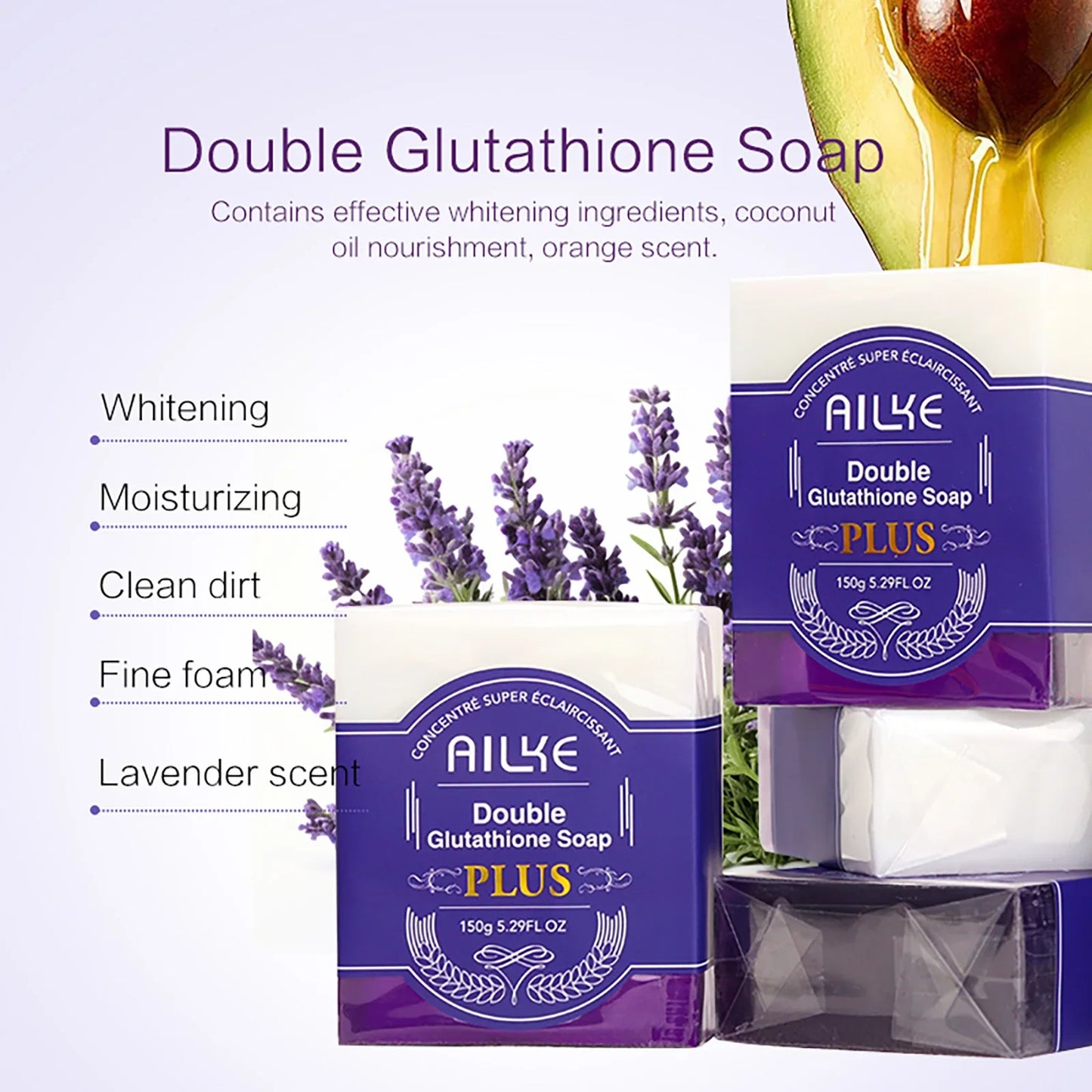 Double Glutathione PLUS Whitening Soap Bar, Reduce Dark Spots, Deep Clean Skin
