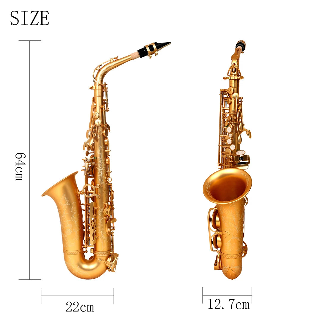 Saxophone Brass Frosted Gold E Flat Sax Woodwind Instrument Boutique