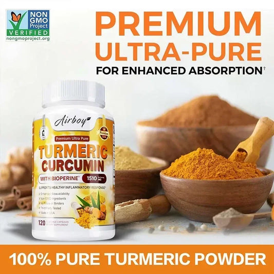 Turmeric Curcumin Capsules - Support Joints, Digestive Health, Enhance The Immune System, Promote Digestion and Absorption Vegan