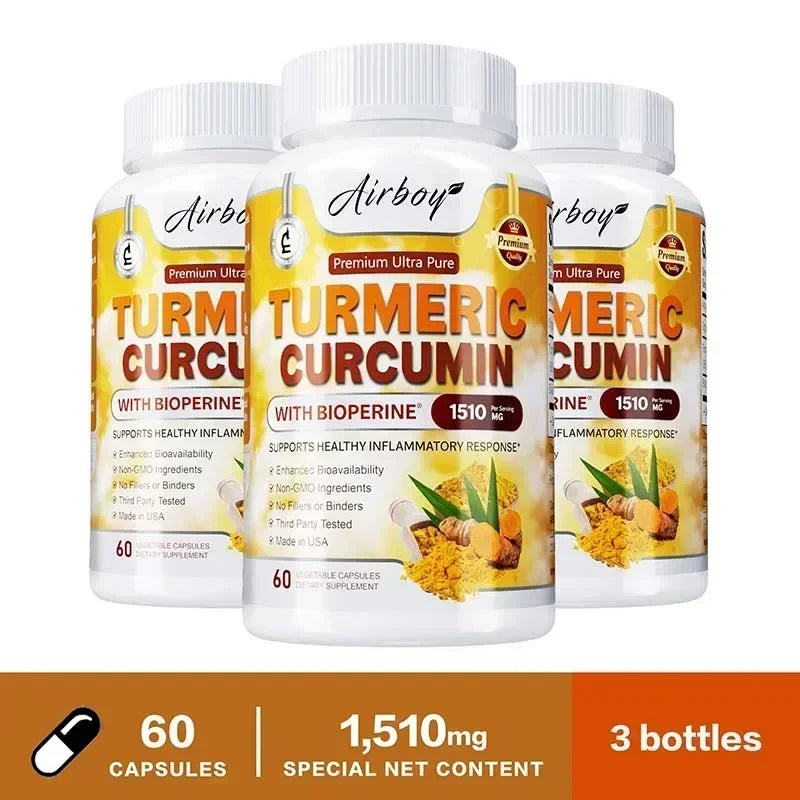 Turmeric Curcumin Capsules - Support Joints, Digestive Health, Enhance The Immune System, Promote Digestion and Absorption Vegan
