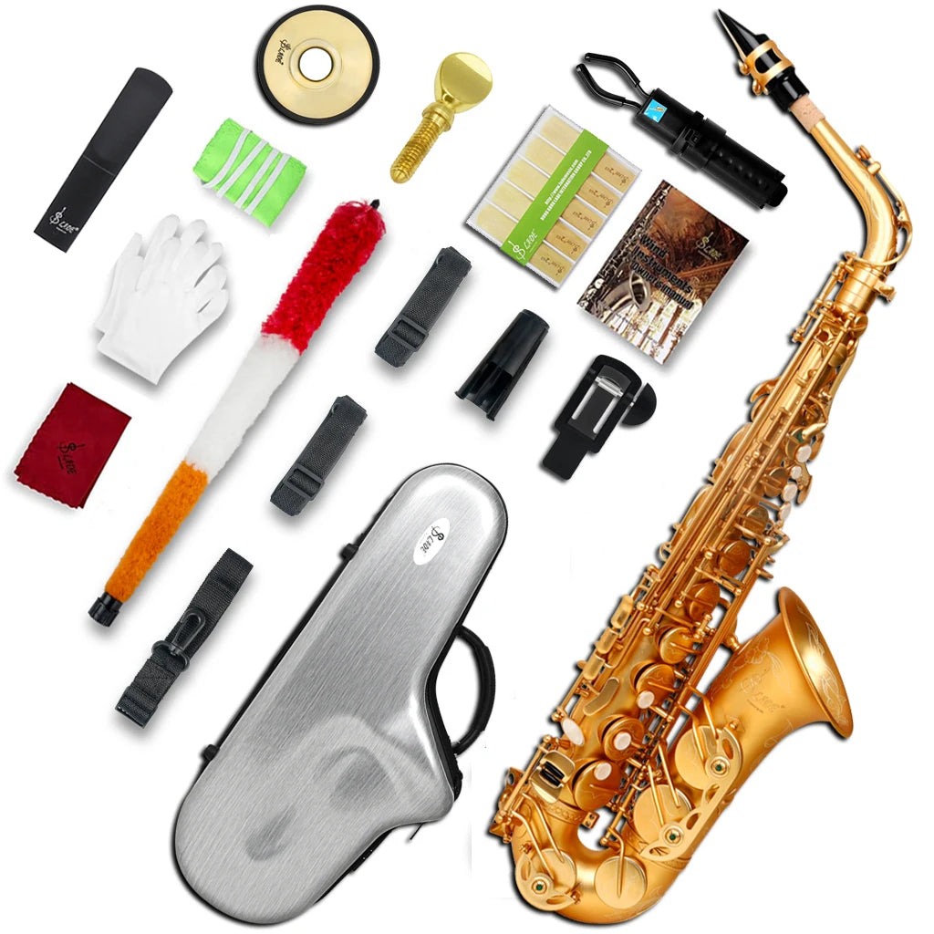 Saxophone Brass Frosted Gold E Flat Sax Woodwind Instrument Boutique