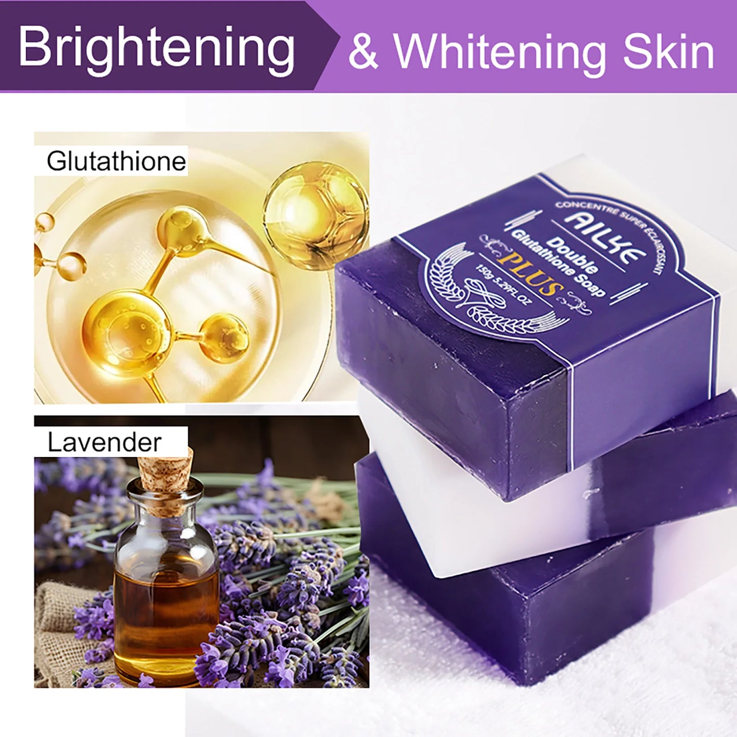 Double Glutathione PLUS Whitening Soap Bar, Reduce Dark Spots, Deep Clean Skin