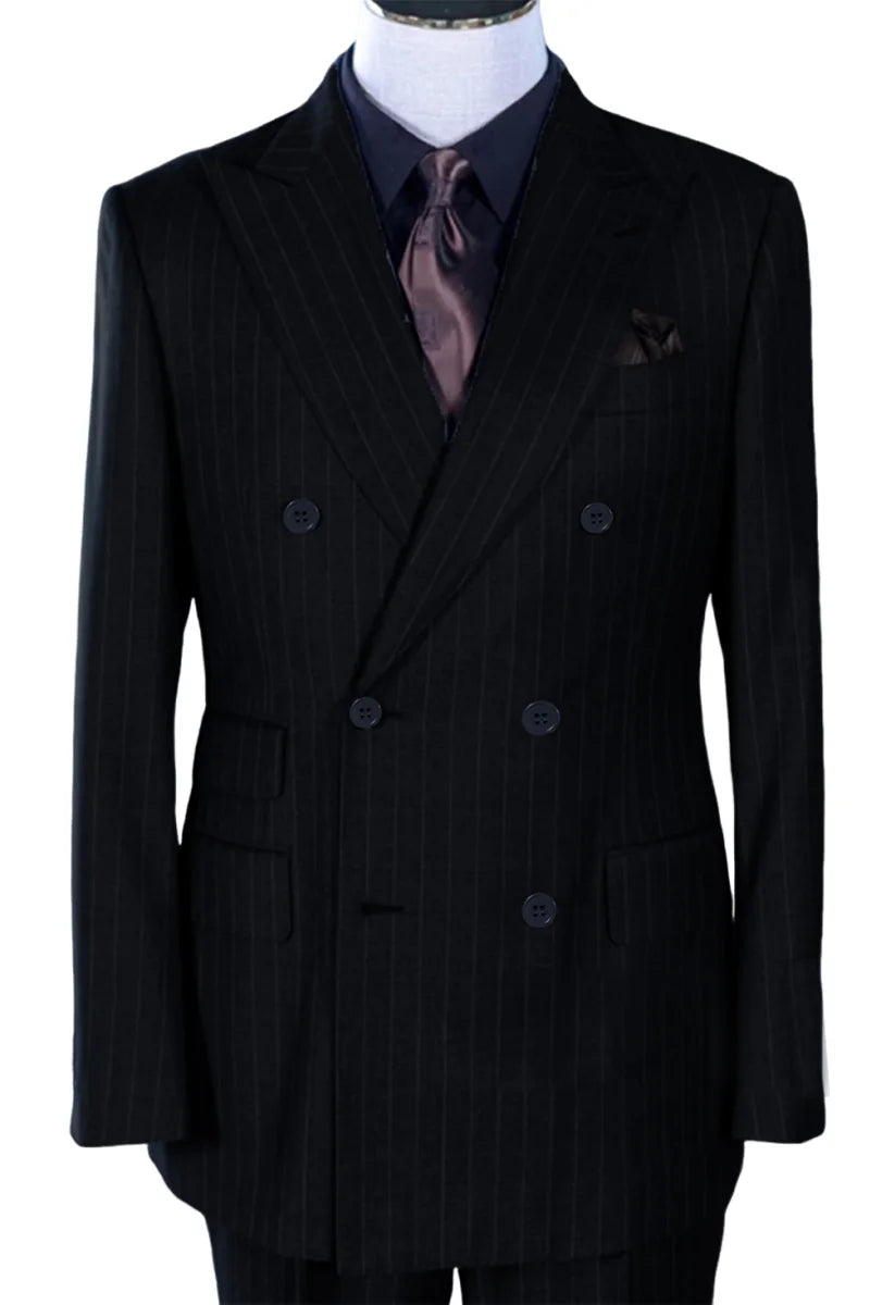 Stripe Men's Classic Business Suit Jacket Suit and Pants