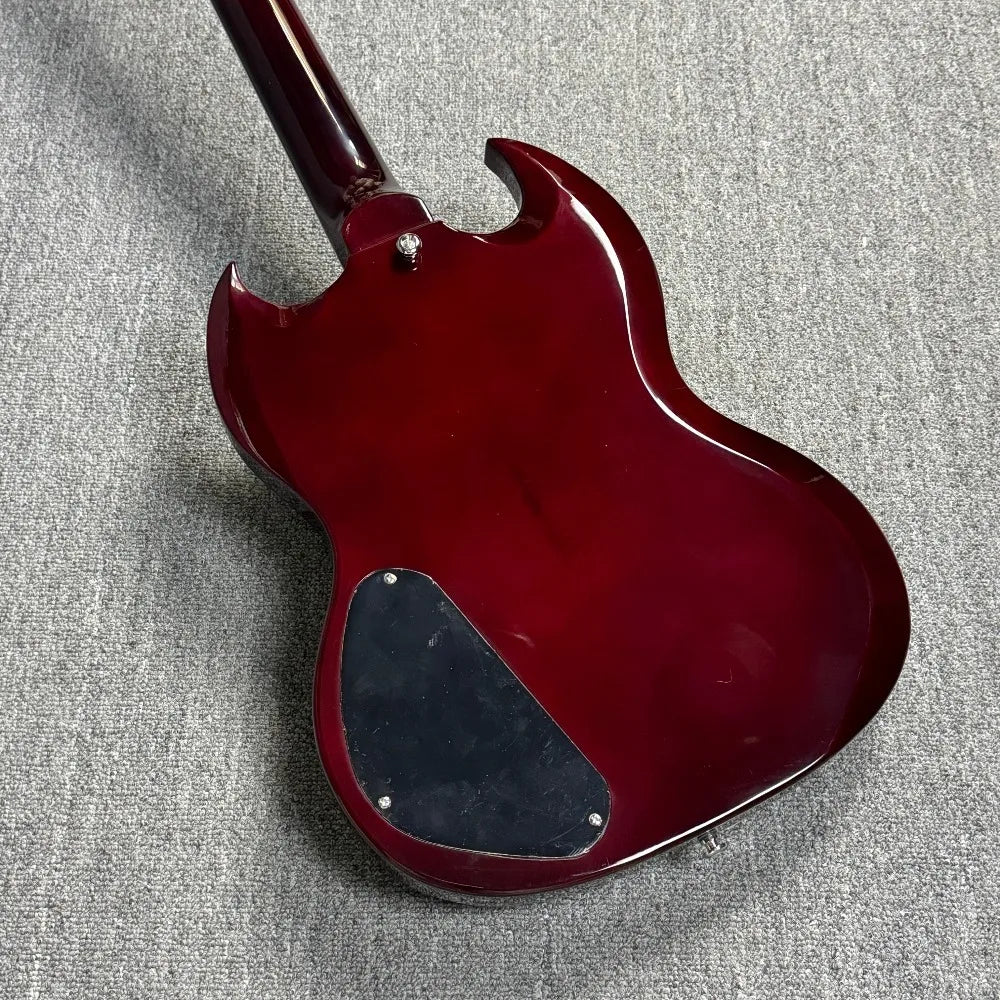 Free Shipping Dark Red SG Electric Guitar Rosewood Fingerboard HH Pickups Trapezoid Inlay Tuilp Tuners