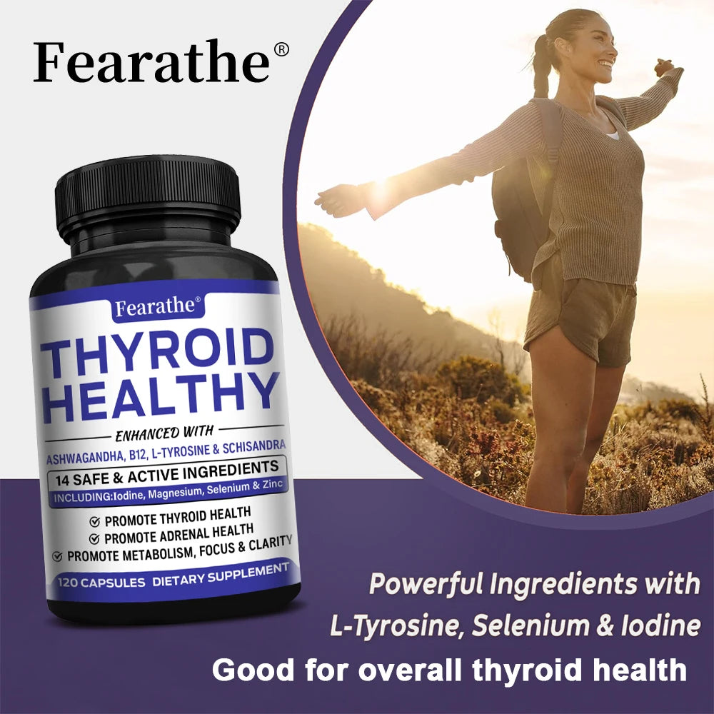 Thyroid Health Supplement - Boosts Skin, Hair, Gut Health, Metabolism, Focus and Clarity with Iodine, Vitamin B12 and L-Tyrosine
