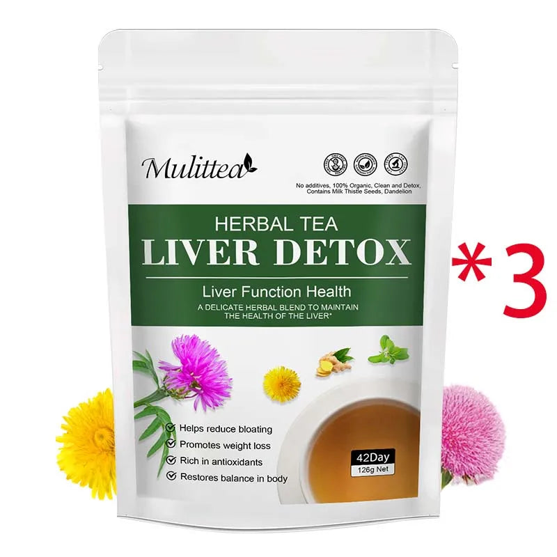 Mulittea Liver Detox Tea with Dandelion Root ,milk Thistle&Turmeric for Liver and Colon Cleanse Promote Metabolism