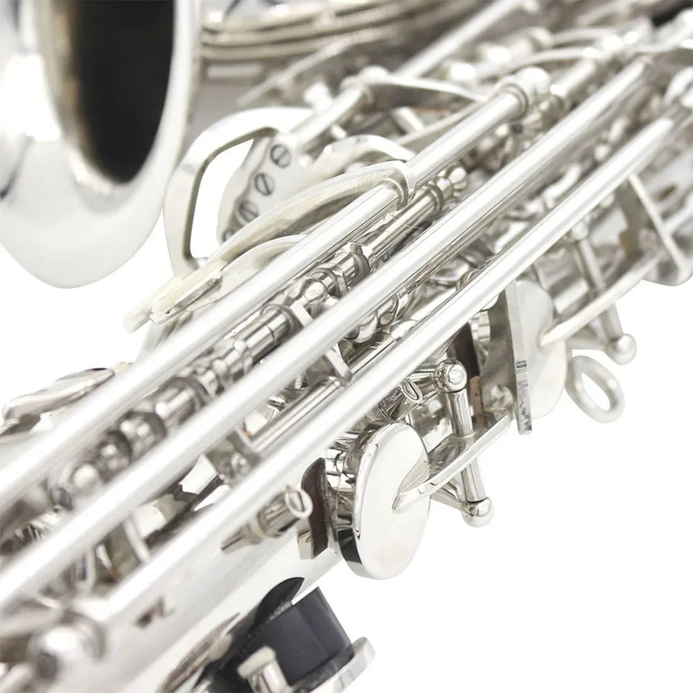 Saxophone Eb White Shells Keys Sax Silvery Brass Body Set Case Professional, Saxophone Accessories