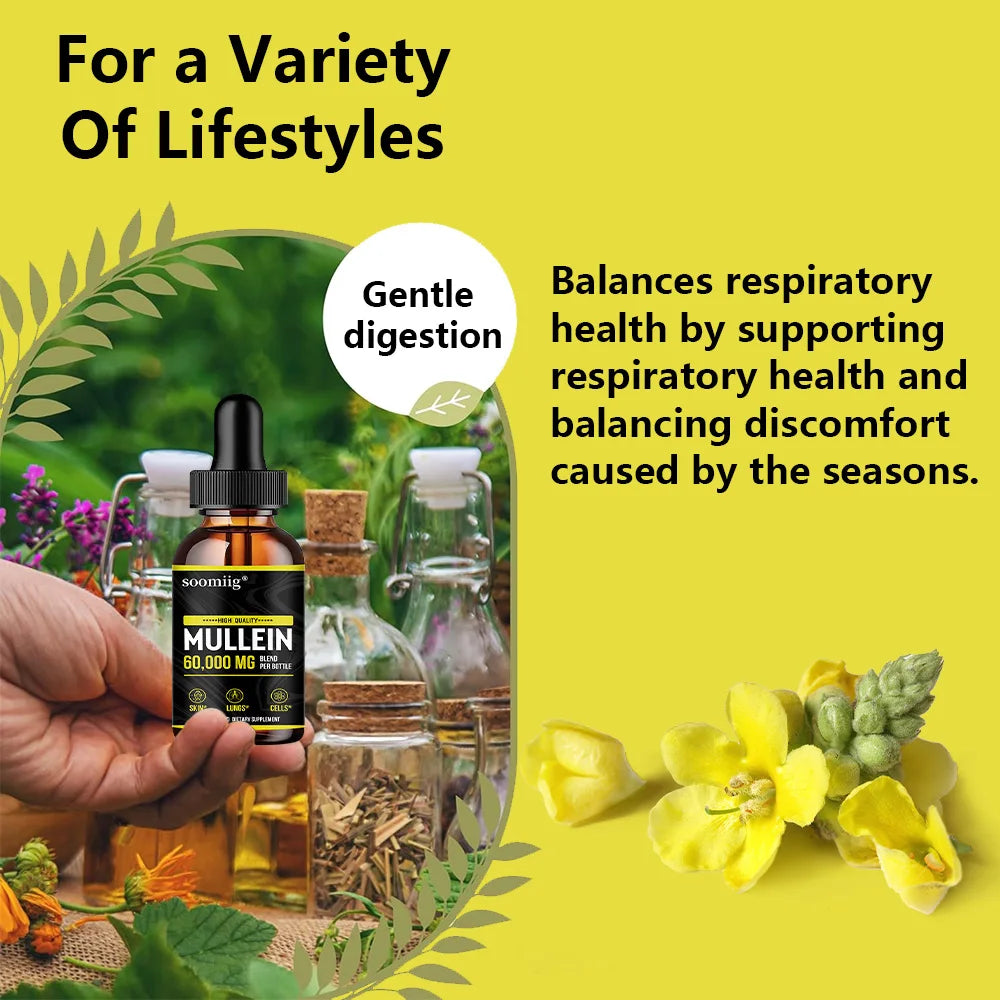 Mullein Extract Tincture, Supports Respiratory Health, A Blend of Mullein Leaves and Flowers (Mulleinus Officinalis)