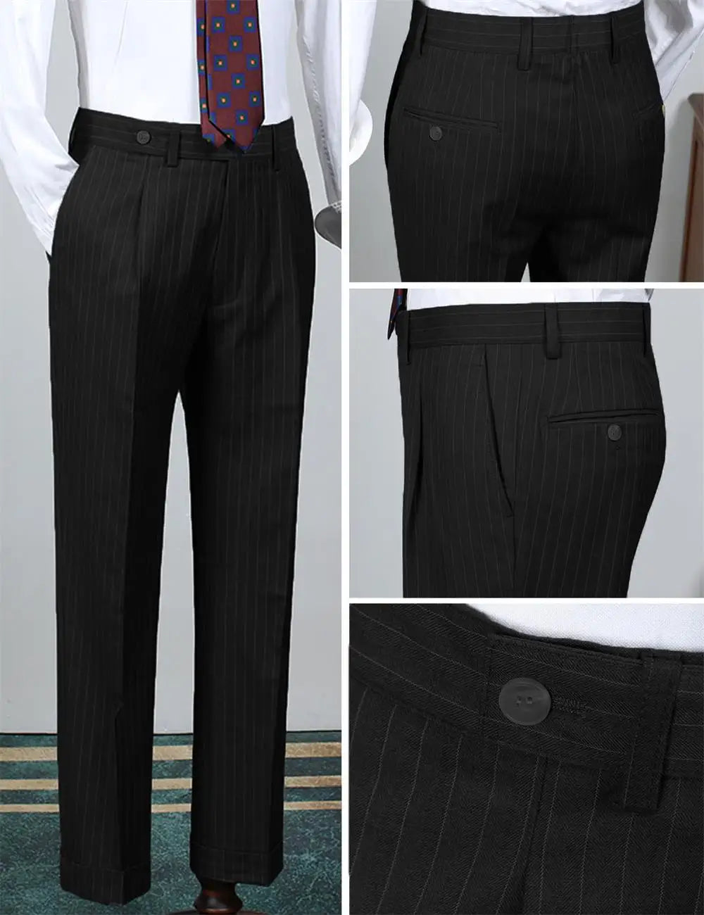 Black striped men's 2 piece suit Striped suit pants Striped suit top business Blazers Tailor-made Suits