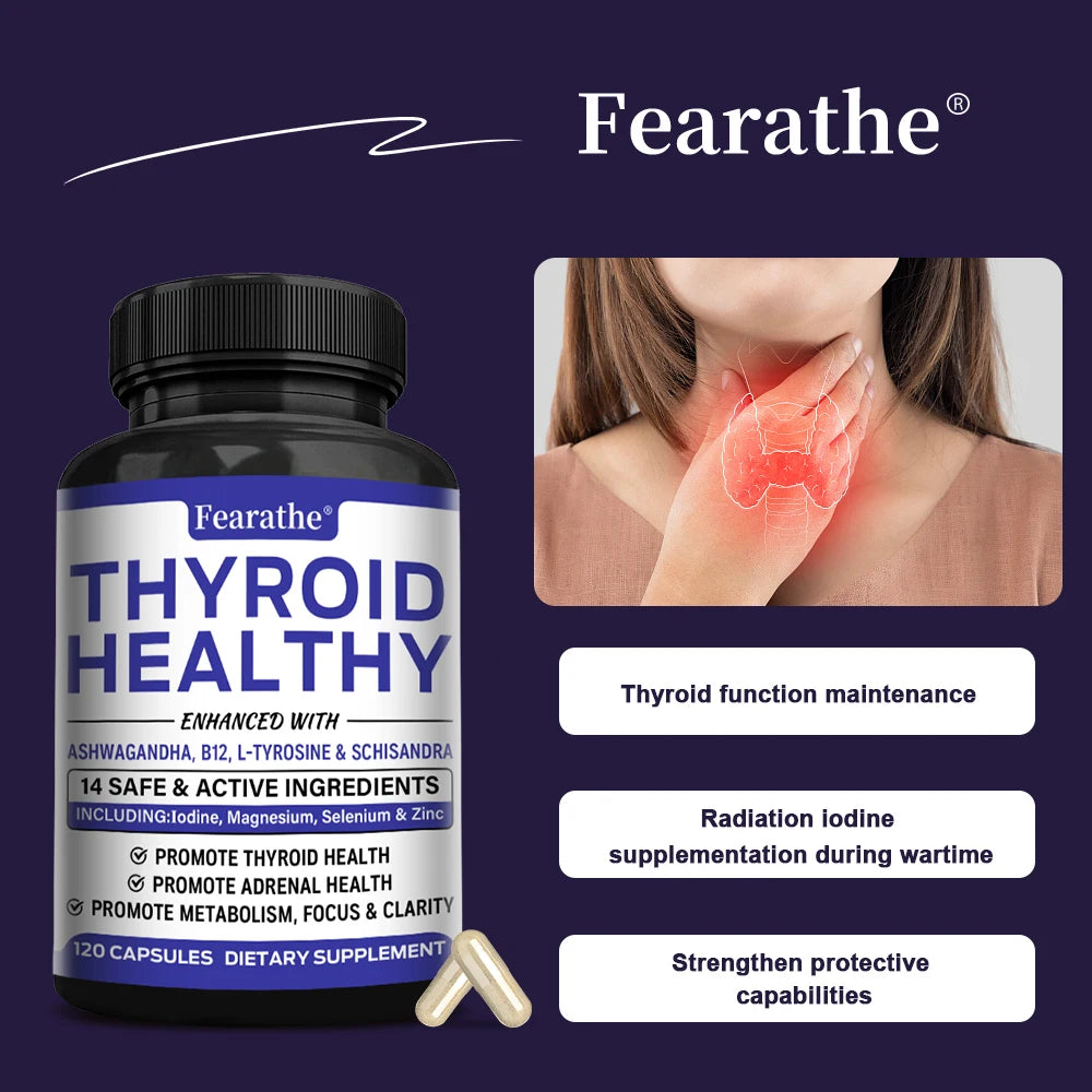 Thyroid Health Supplement - Boosts Skin, Hair, Gut Health, Metabolism, Focus and Clarity with Iodine, Vitamin B12 and L-Tyrosine