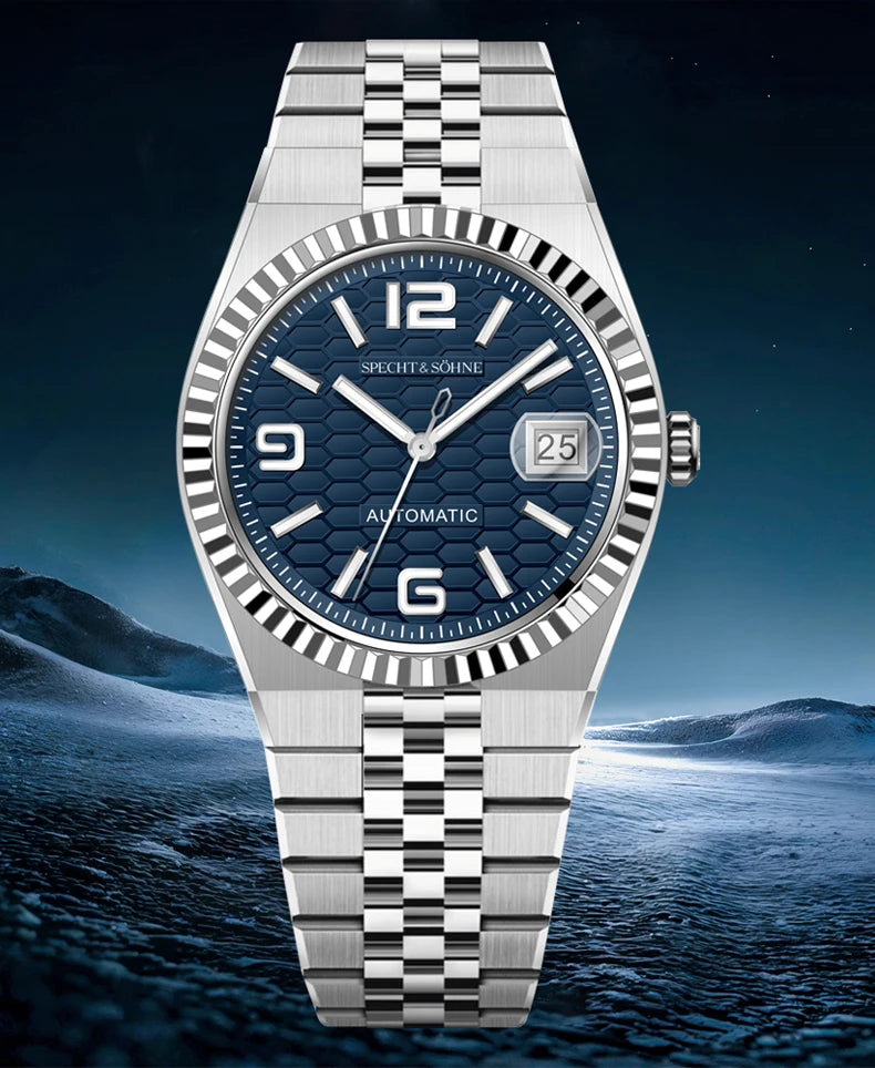 Specht & Söhne New Mens Watches Miyota 8215 Automatic Mechanical Wristwatches Stainless Steel Watch Relogio Masculino 37MM