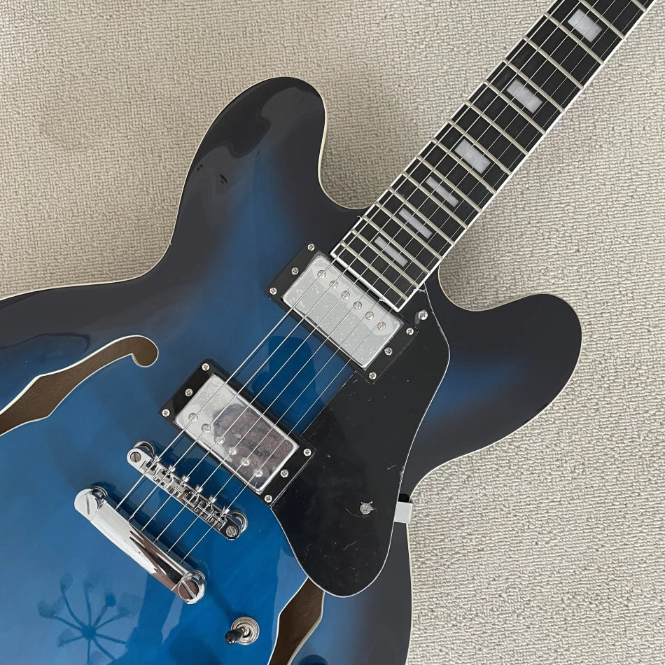 hollow electric guitar, Chrome Hardware, HH pickup, maple guitar body,