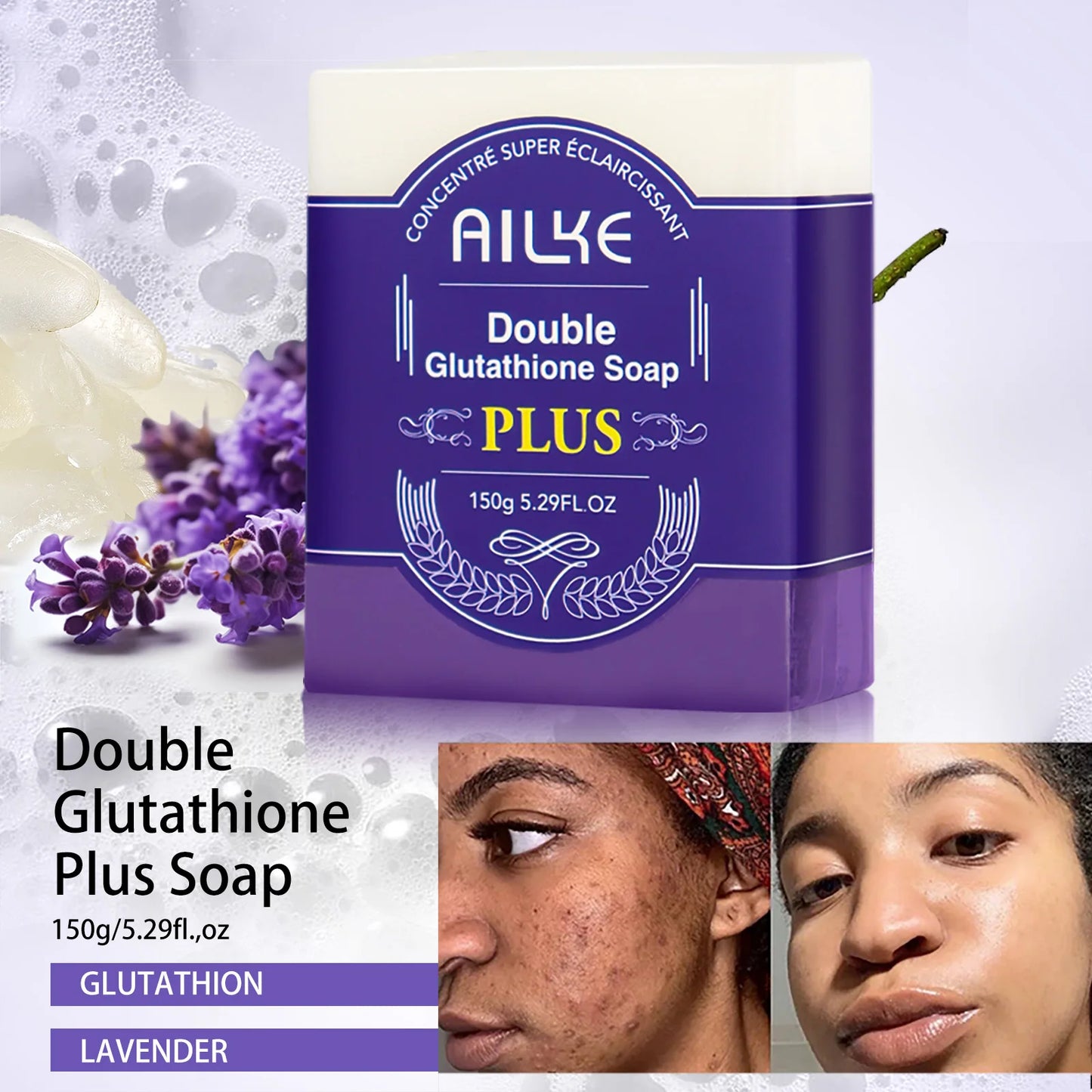 Double Glutathione PLUS Whitening Soap Bar, Reduce Dark Spots, Deep Clean Skin