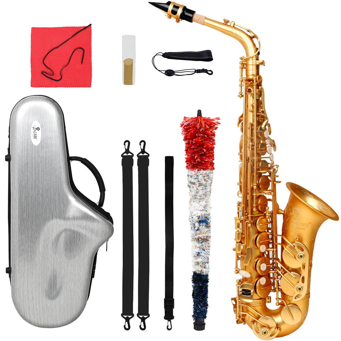 Saxophone Brass Frosted Gold E Flat Sax Woodwind Instrument Boutique