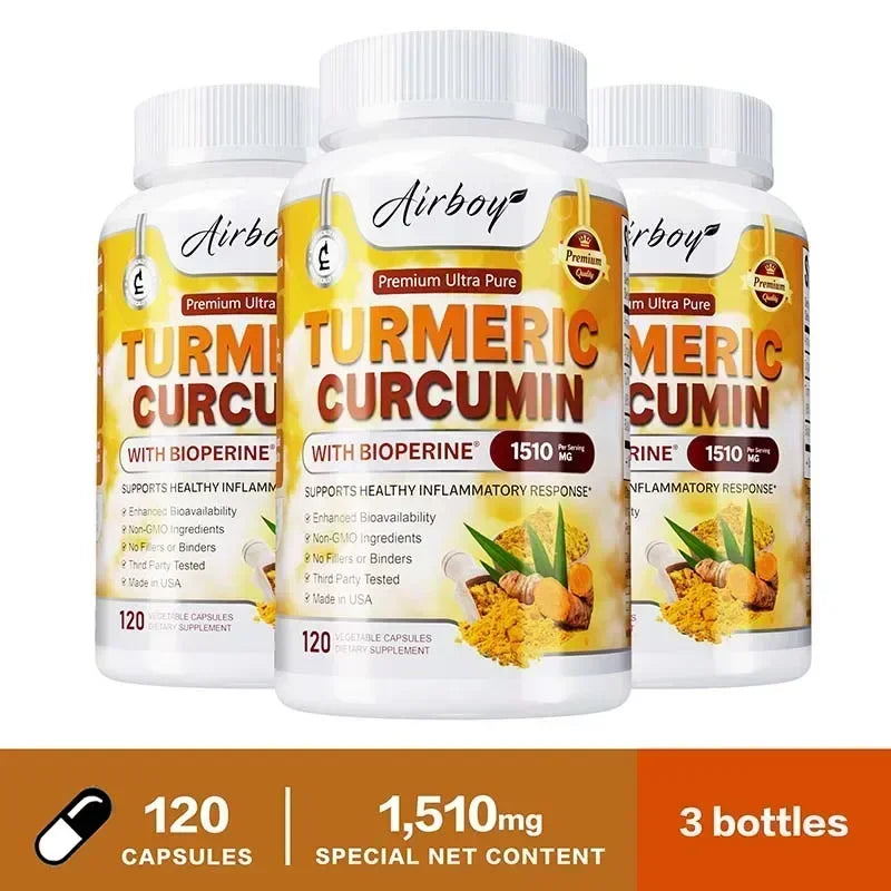 Turmeric Curcumin Capsules - Support Joints, Digestive Health, Enhance The Immune System, Promote Digestion and Absorption Vegan