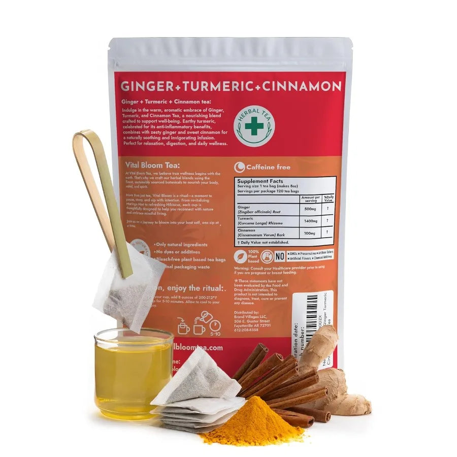 120 Tea Bags Ginger Turmeric Cinnamon Tea Bags