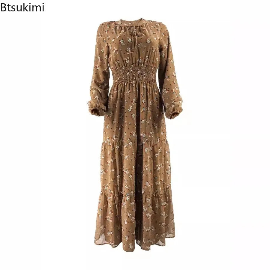 Flower Printed Long Dresses for Women