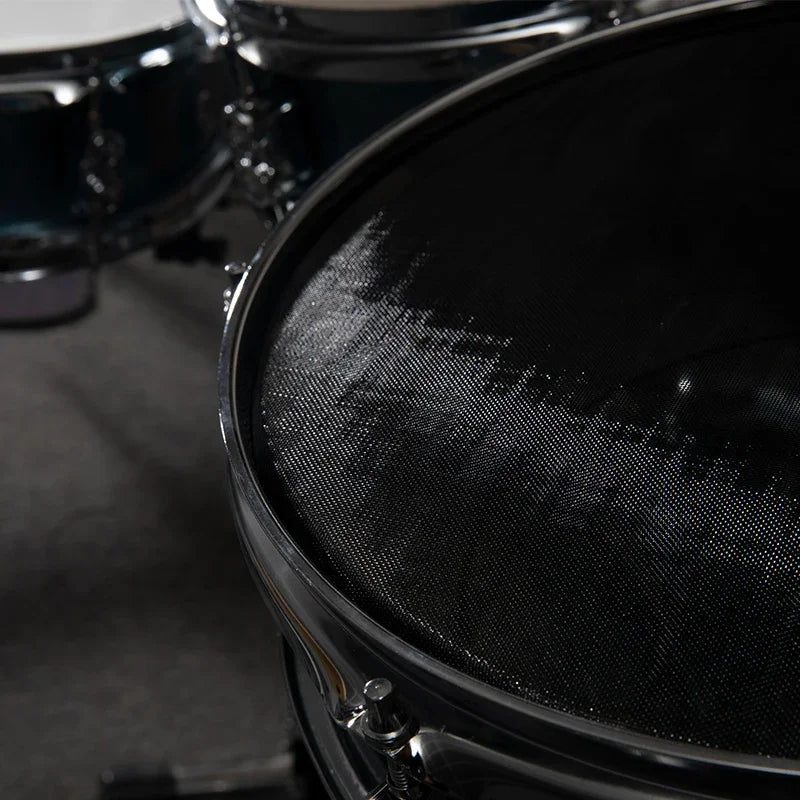 Portable Silent Drum Set with Double-sided Drum, 6-ply Maple and 4-ply Poplar Shells, Cymbals, and A Drum Chair Included