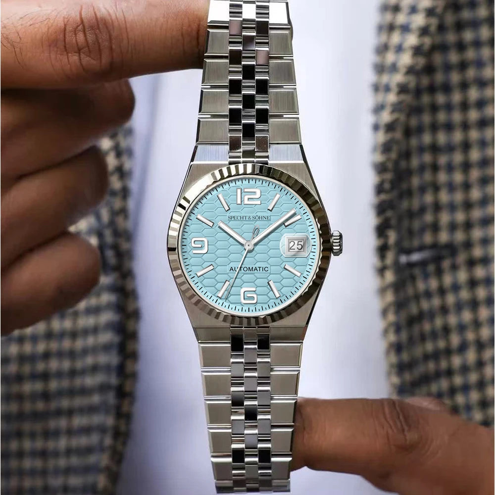 Specht & Söhne New Mens Watches Miyota 8215 Automatic Mechanical Wristwatches Stainless Steel Watch Relogio Masculino 37MM
