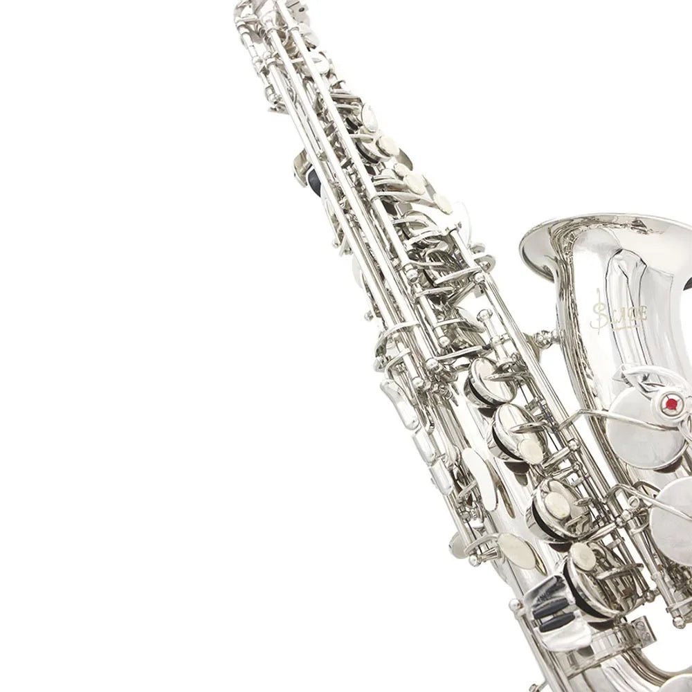 Saxophone Eb White Shells Keys Sax Silvery Brass Body Set Case Professional, Saxophone Accessories