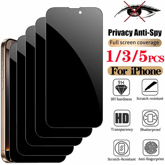 1/3/5 PCS Anti Spy Tempered Glass For iPhone 17 16 15 Pro Max Privacy Screen Protector